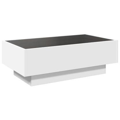 Salontafel met LED 90x50x30 cm bewerkt hout wit