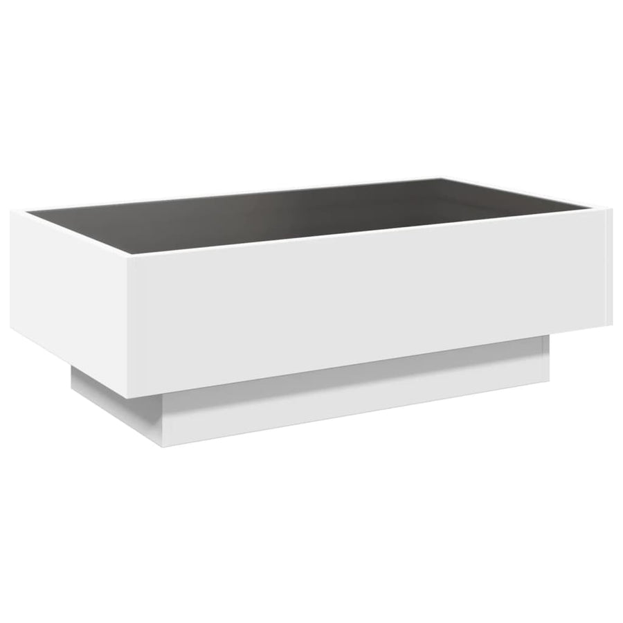 Salontafel met LED 90x50x30 cm bewerkt hout wit