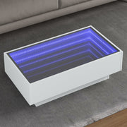 Salontafel 90x50x30 cm bewerkt hout wit met LED