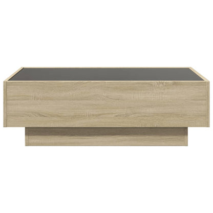 Salontafel met LED 90x50x30 cm bewerkt hout sonoma eikenkleurig