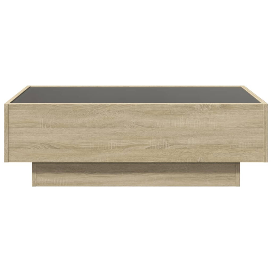 Salontafel met LED 90x50x30 cm bewerkt hout sonoma eikenkleurig