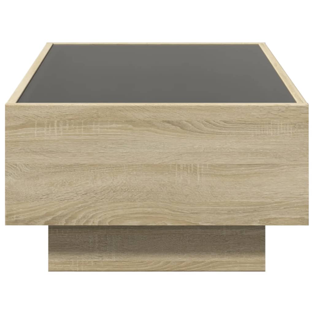 Salontafel met LED 90x50x30 cm bewerkt hout sonoma eikenkleurig