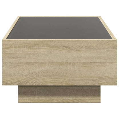 Salontafel met LED 90x50x30 cm bewerkt hout sonoma eikenkleurig