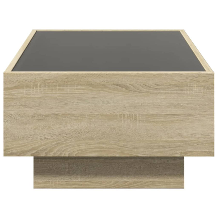 Salontafel met LED 90x50x30 cm bewerkt hout sonoma eikenkleurig
