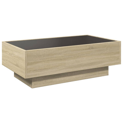 Salontafel met LED 90x50x30 cm bewerkt hout sonoma eikenkleurig