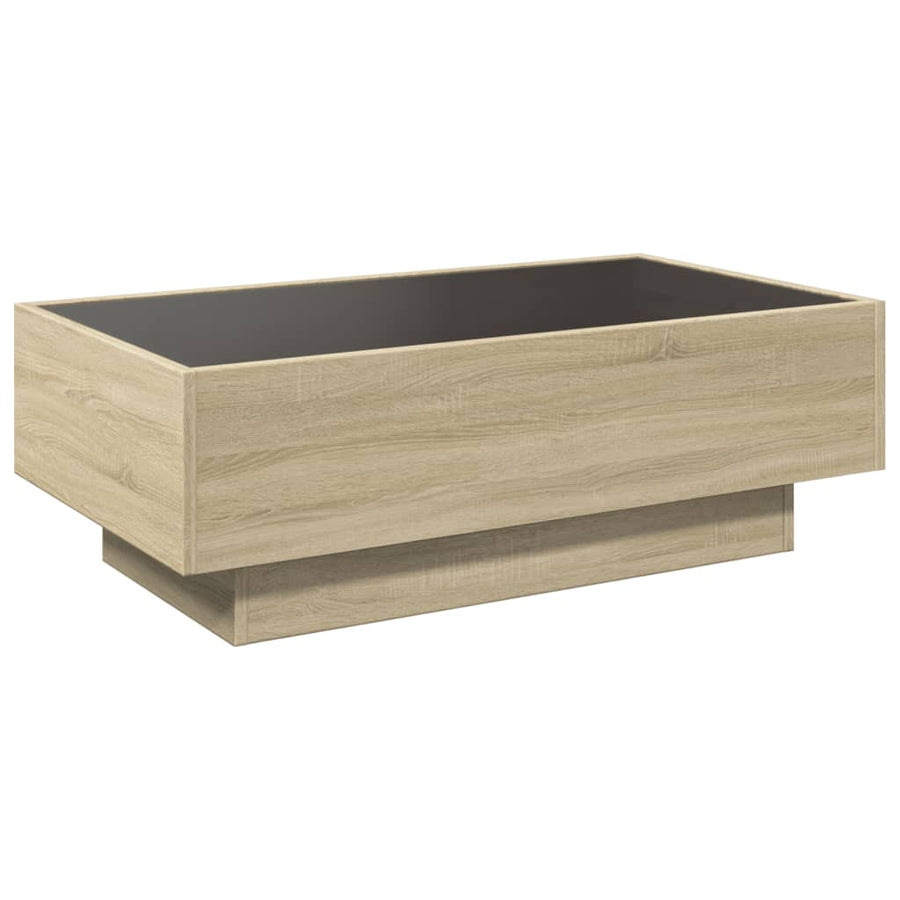 Salontafel met LED 90x50x30 cm bewerkt hout sonoma eikenkleurig