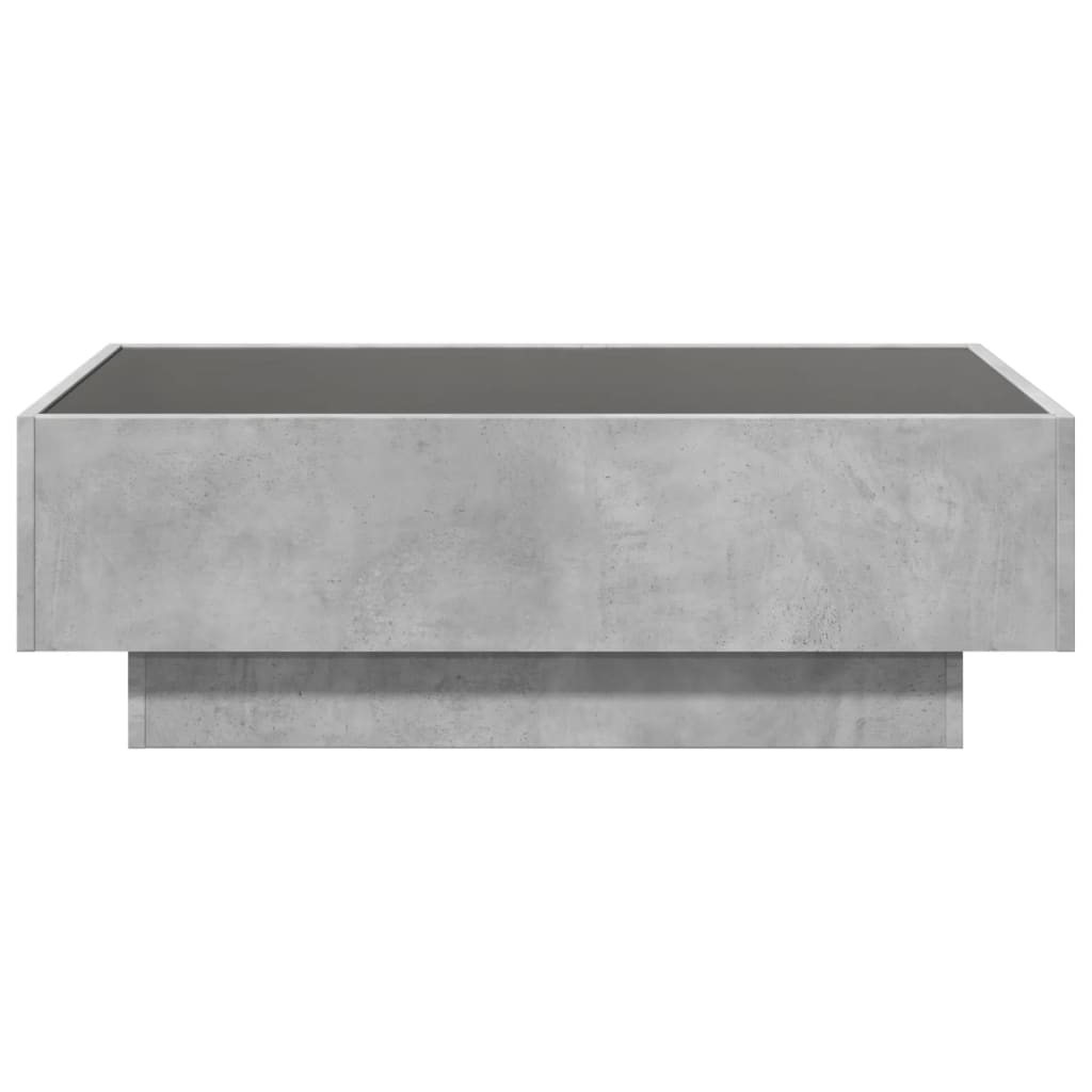Salontafel met LED 90x50x30 cm bewerkt hout betongrijs