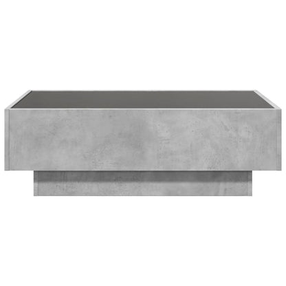Salontafel met LED 90x50x30 cm bewerkt hout betongrijs