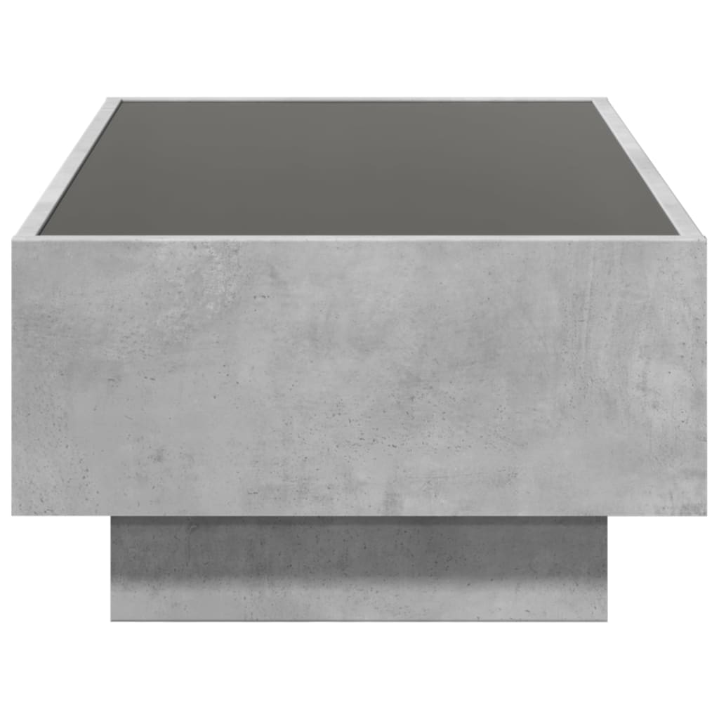 Salontafel met LED 90x50x30 cm bewerkt hout betongrijs