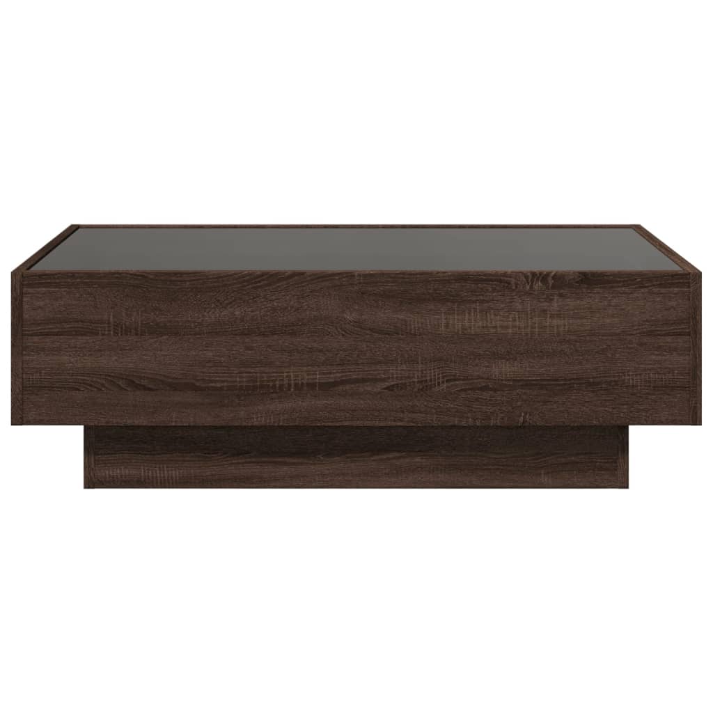 Salontafel met LED 90x50x30 cm bewerkt hout bruin eikenkleurig