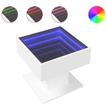 Salontafel met LED 50x50x45 cm bewerkt hout wit