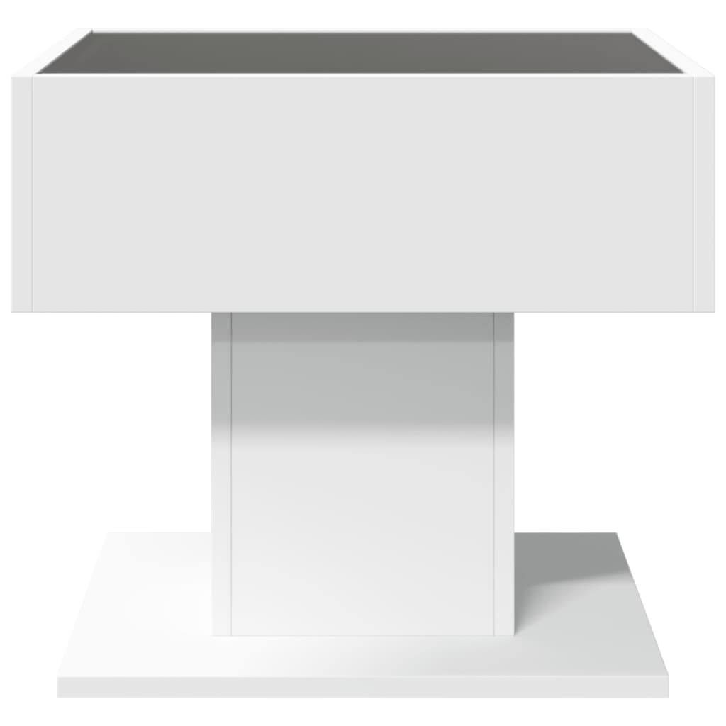Salontafel met LED 50x50x45 cm bewerkt hout wit