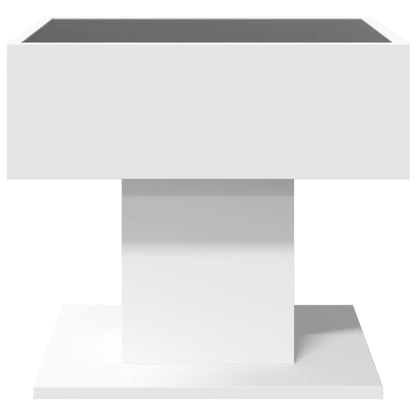 Salontafel met LED 50x50x45 cm bewerkt hout wit