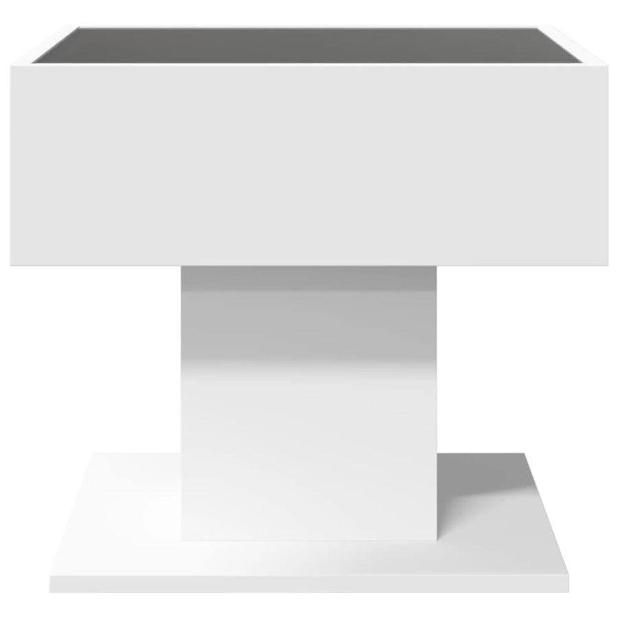 Salontafel met LED 50x50x45 cm bewerkt hout wit