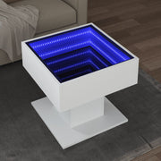 Salontafel 50x50x45 cm bewerkt hout wit met LED
