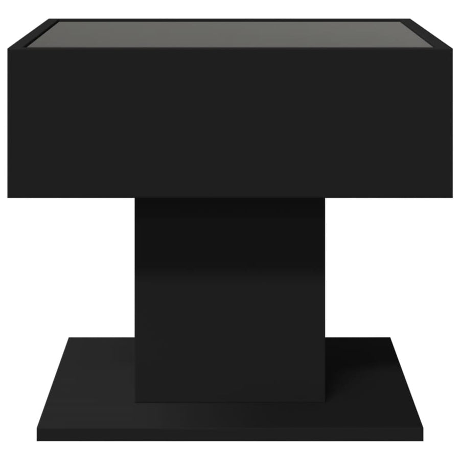 Salontafel met LED 50x50x45 cm bewerkt hout zwart