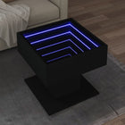 Coffee table with LED 50x50x45 cm engineered wood black