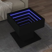 Salontafel 50x50x45 cm bewerkt hout zwart met LED
