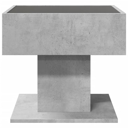 Salontafel met LED 50x50x45 cm bewerkt hout betongrijs