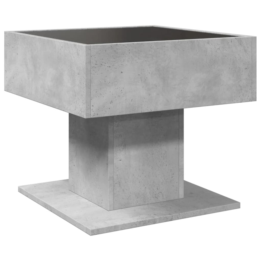 Salontafel met LED 50x50x45 cm bewerkt hout betongrijs