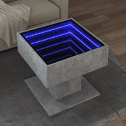 Salontafel 50x50x45 cm bewerkt hout betongrijs LED