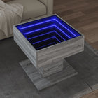 Coffee table with LED 50x50x45 cm engineered wood grey Sonoma oak