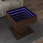 Coffee table with LED 50x50x45 cm engineered wood brown oak-look