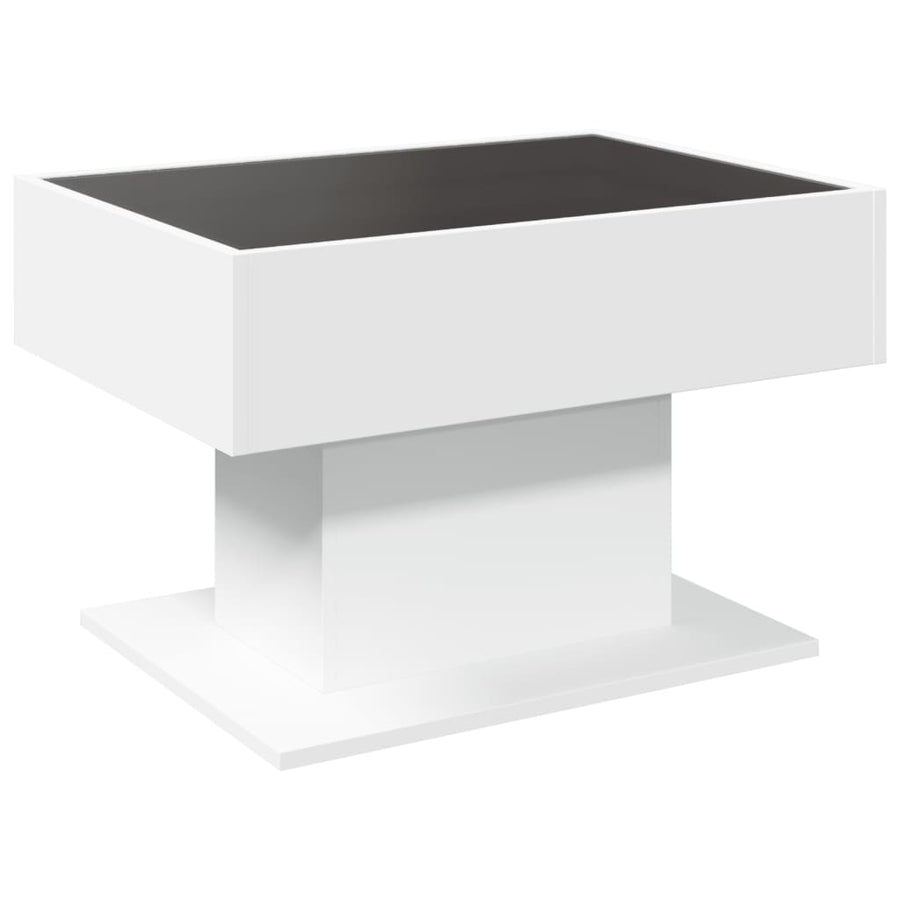 Salontafel met LED 70x50x45 cm bewerkt hout wit