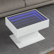 Salontafel 70x50x45 cm bewerkt hout wit LED