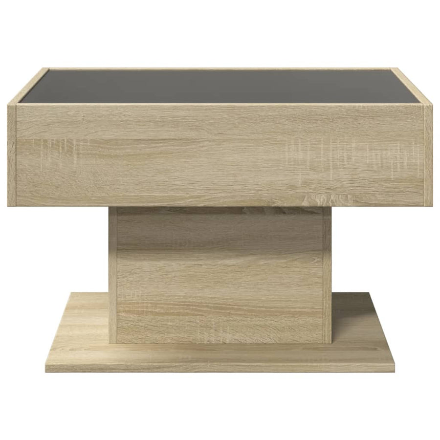 Salontafel met LED 70x50x45 cm bewerkt hout sonoma eikenkleurig