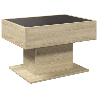 Salontafel met LED 70x50x45 cm bewerkt hout sonoma eikenkleurig
