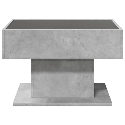 Salontafel met LED 70x50x45 cm bewerkt hout betongrijs