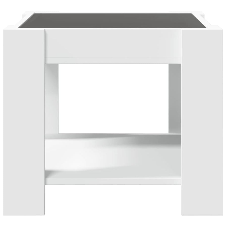 Salontafel met LED 53x53x45 cm bewerkt hout wit