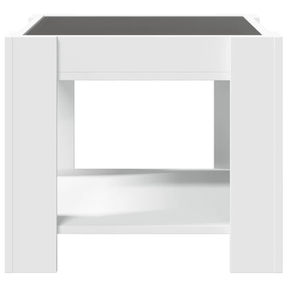 Salontafel met LED 53x53x45 cm bewerkt hout wit