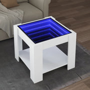 Salontafel 53x53x45 cm bewerkt hout wit LED