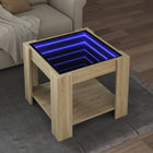 Coffee table with LED 53x53x45 cm engineered wood Sonoma oak colour