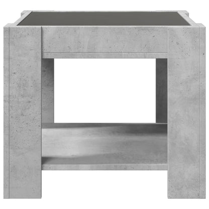 Salontafel met LED 53x53x45 cm bewerkt hout betongrijs
