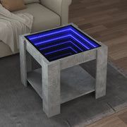 Salontafel 53x53x45 cm bewerkt hout betongrijs LED