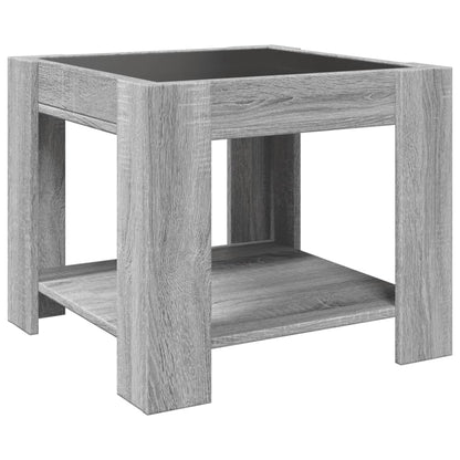 Salontafel met LED 53x53x45 cm bewerkt hout grijs sonoma eiken