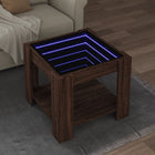 Coffee table with LED 53x53x45 cm engineered wood brown oak-coloured