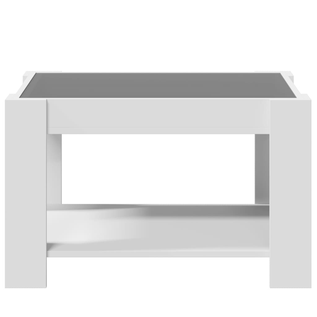 Salontafel met LED 73x53x45 cm bewerkt hout wit