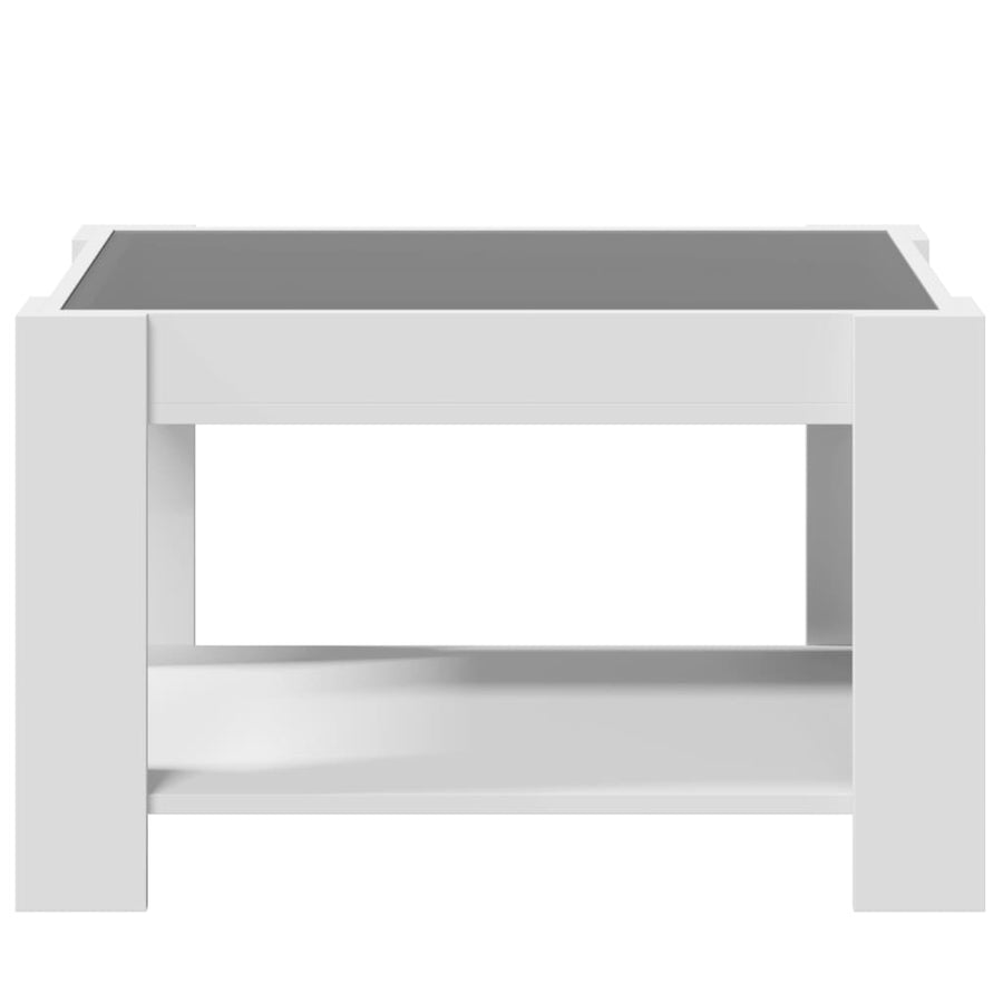 Salontafel met LED 73x53x45 cm bewerkt hout wit