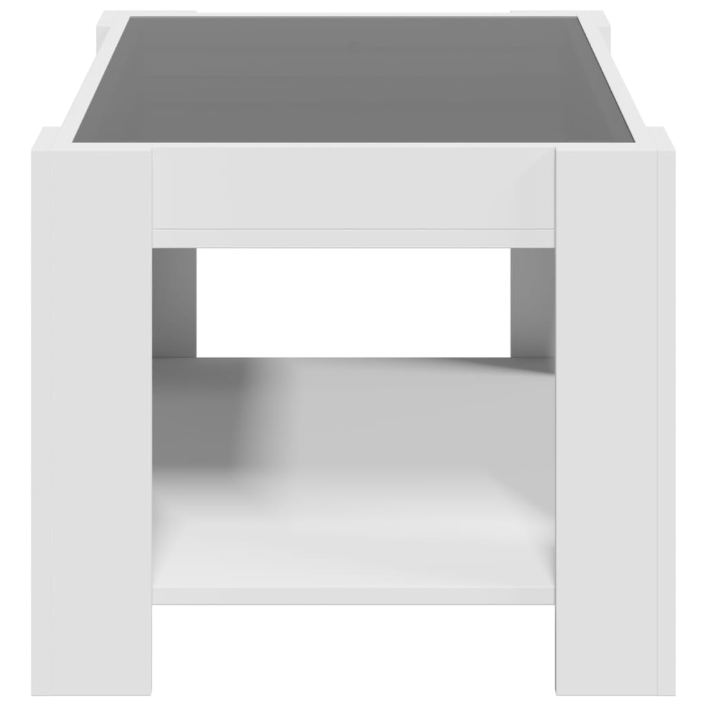Salontafel met LED 73x53x45 cm bewerkt hout wit