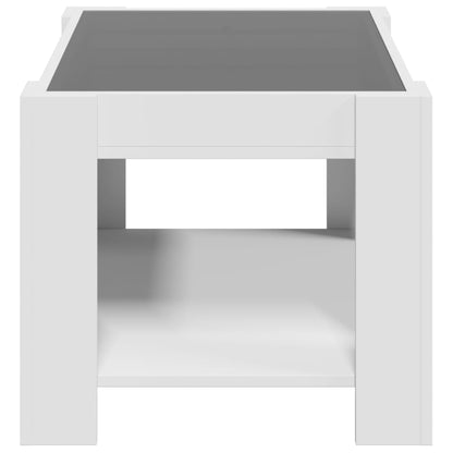 Salontafel met LED 73x53x45 cm bewerkt hout wit