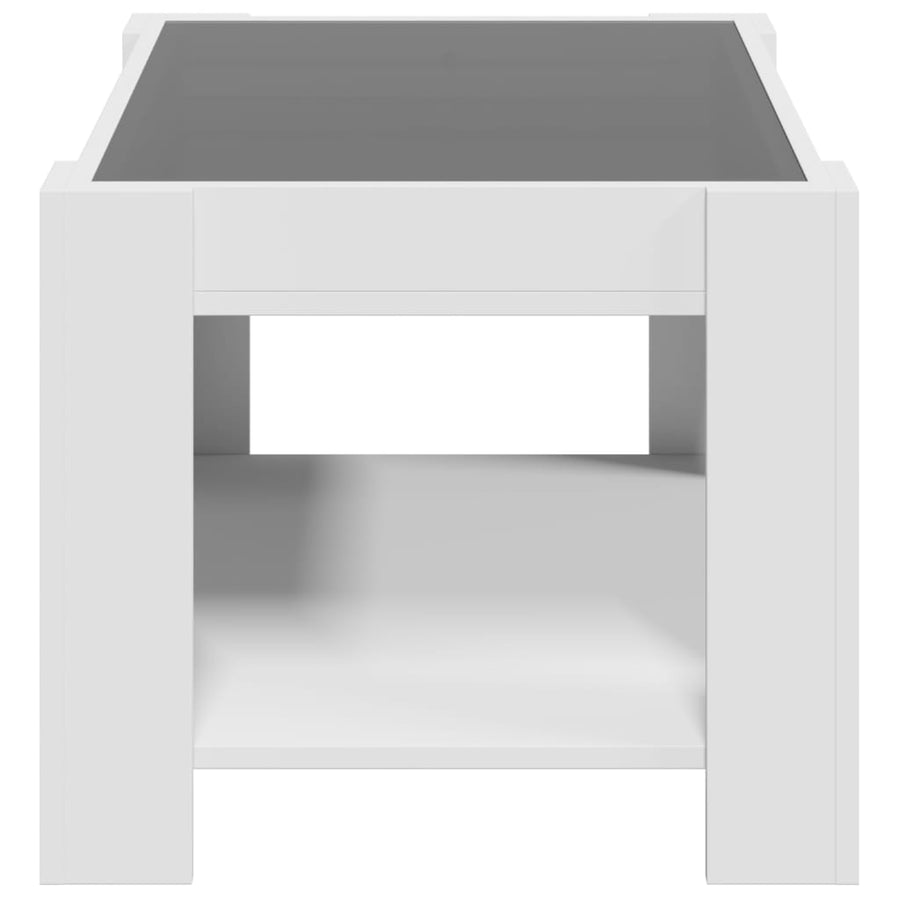 Salontafel met LED 73x53x45 cm bewerkt hout wit