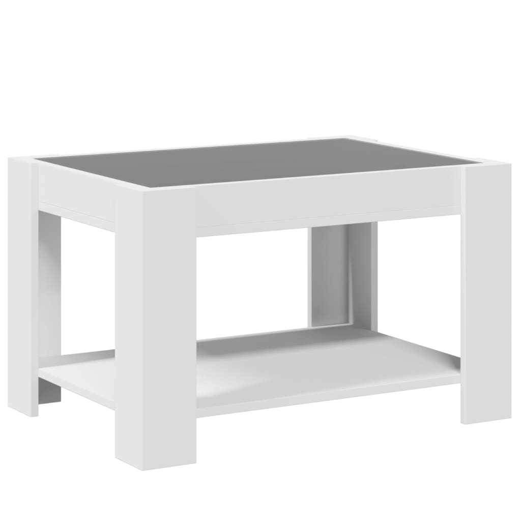 Salontafel met LED 73x53x45 cm bewerkt hout wit