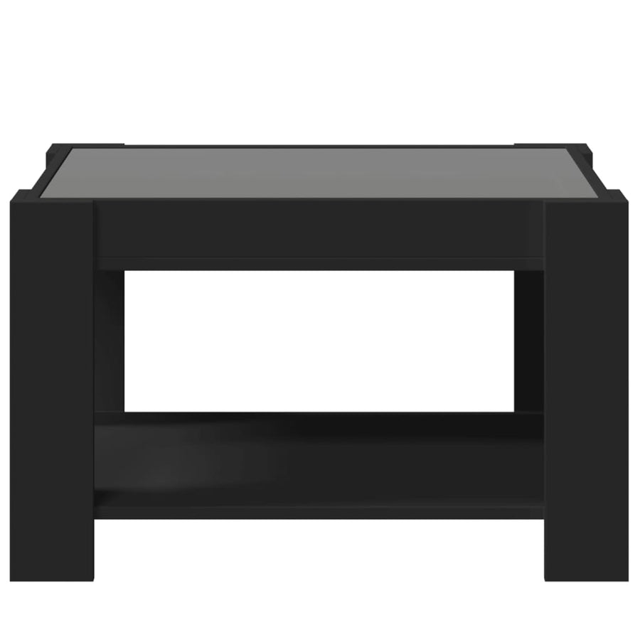 Salontafel met LED 73x53x45 cm bewerkt hout zwart