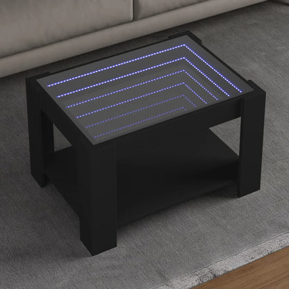 Salontafel met LED 73x53x45 cm bewerkt hout zwart