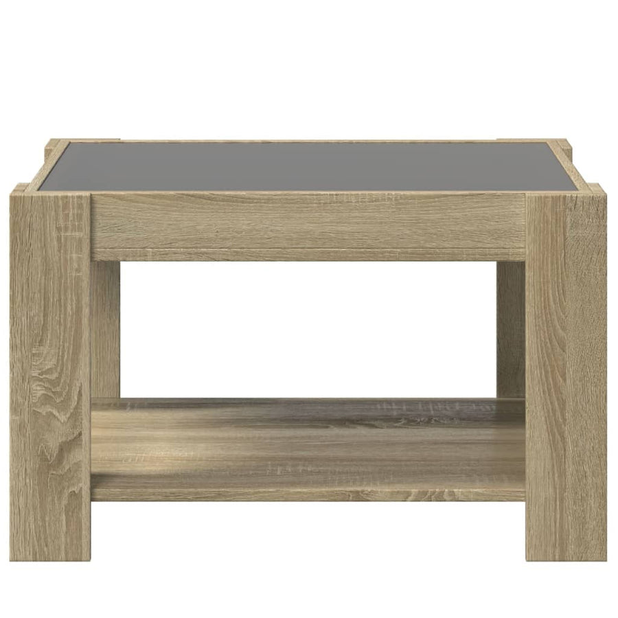 Salontafel met LED 73x53x45 cm bewerkt hout sonoma eikenkleurig