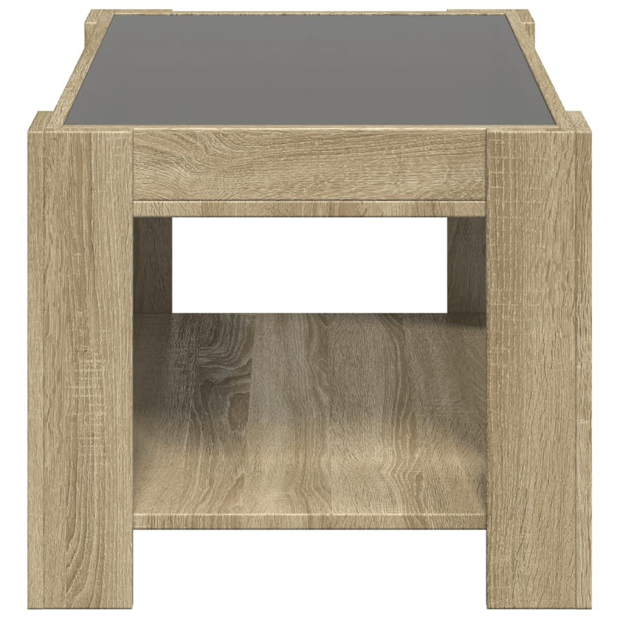 Salontafel met LED 73x53x45 cm bewerkt hout sonoma eikenkleurig